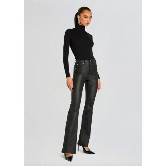 SER.O.YA Presely Coated Denim High Rise Flare Jean Coated Black Womens 26 - Picture 1 of 10